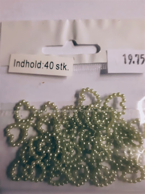 Lyse grønne perle hjerter ca 10x10mm